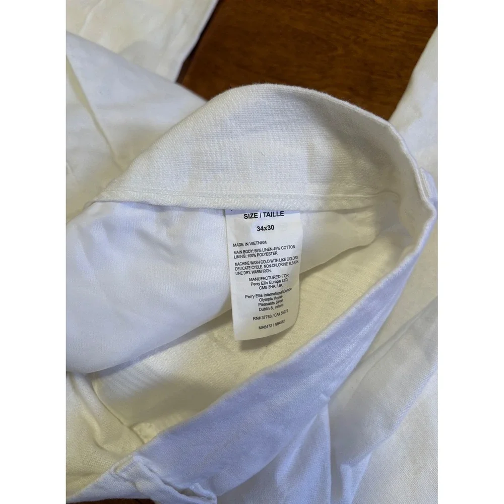 Perry Ellis Portfolio Mens Slim Fit Dress Pants Bright White 34x30 5KM89023